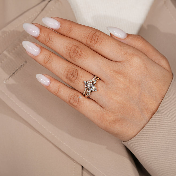 Handmade bridal set with half eternity band.