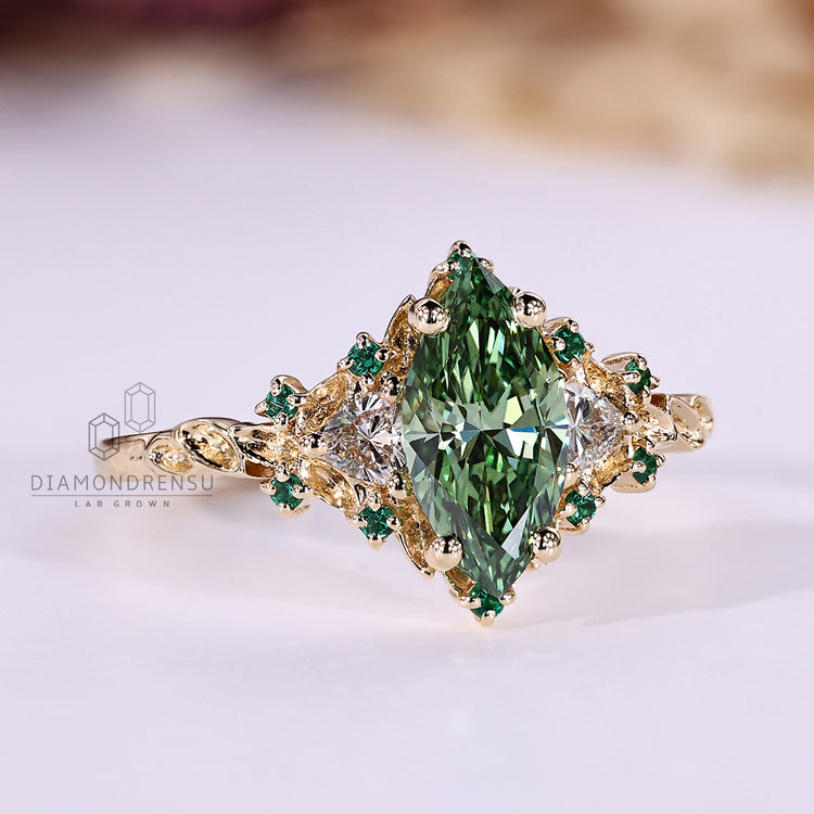 Lab grown diamond ring with vintage style setting.