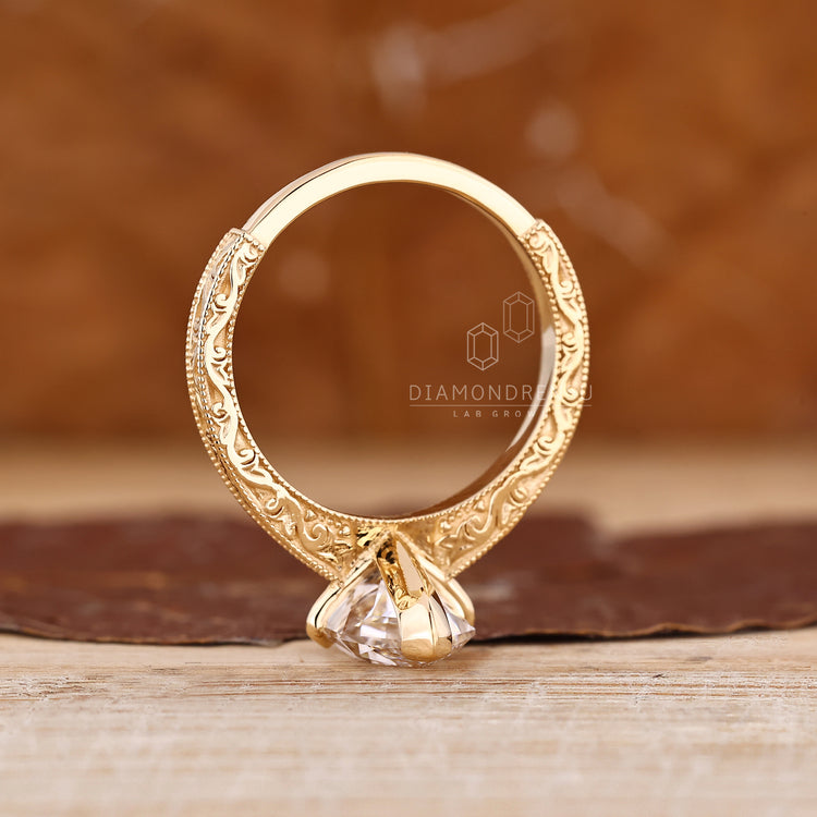 IGI certified marquise diamond ring with vintage design.
