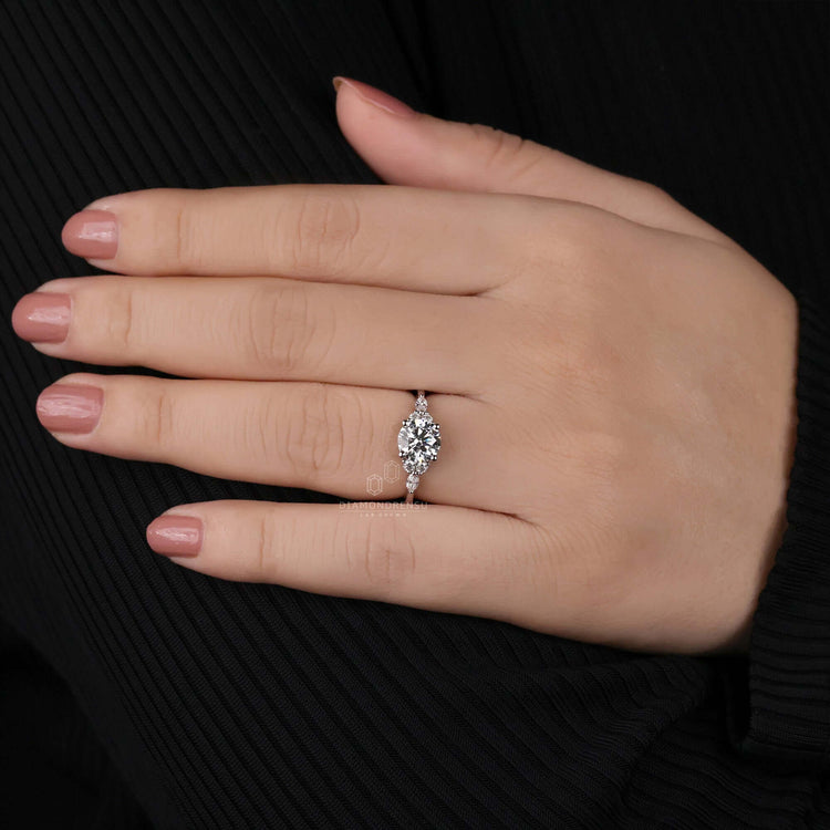 7 stone diamond ring paired with a tapered shank ring design for added brilliance and modern sophistication.