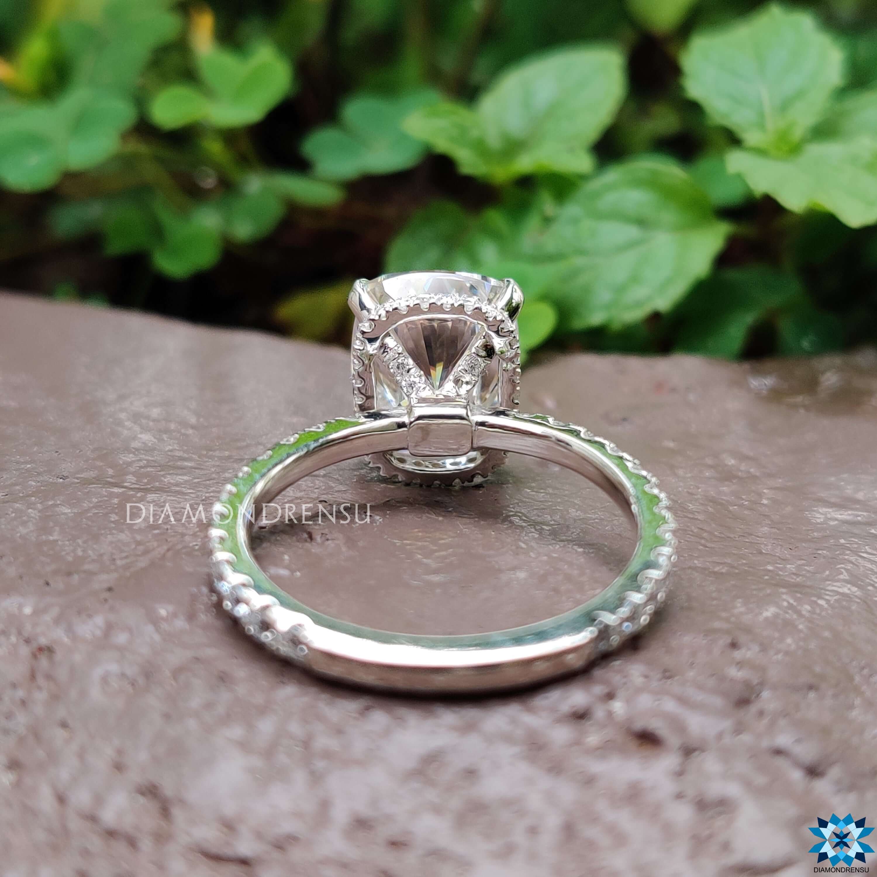 Moissanite for Engagement Ring with hidden halo moissanite ring.