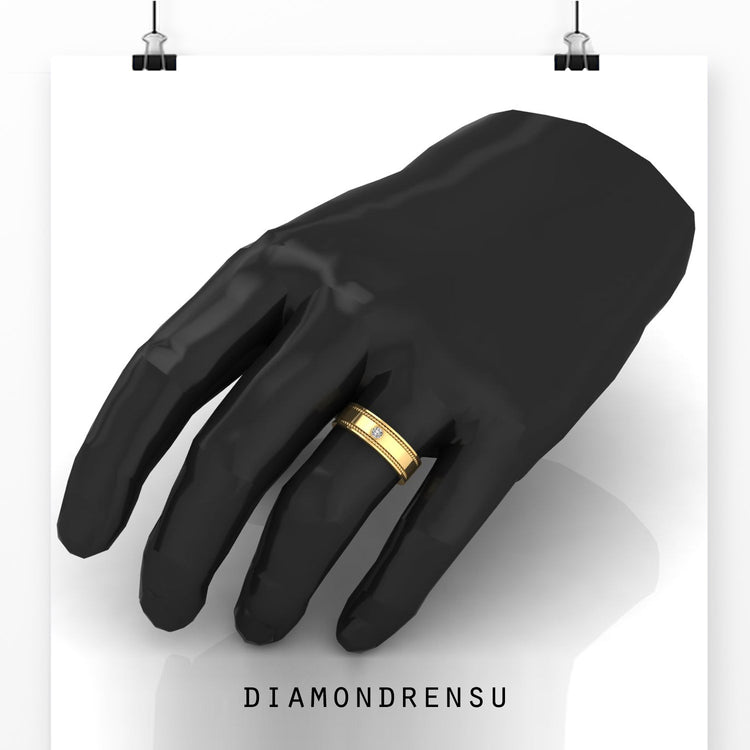 Rope milgrain edge gold ring UK with elegant detailing.
