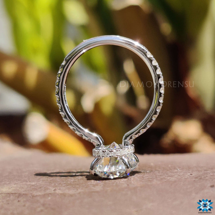 Hidden halo moissanite ring in white gold.
