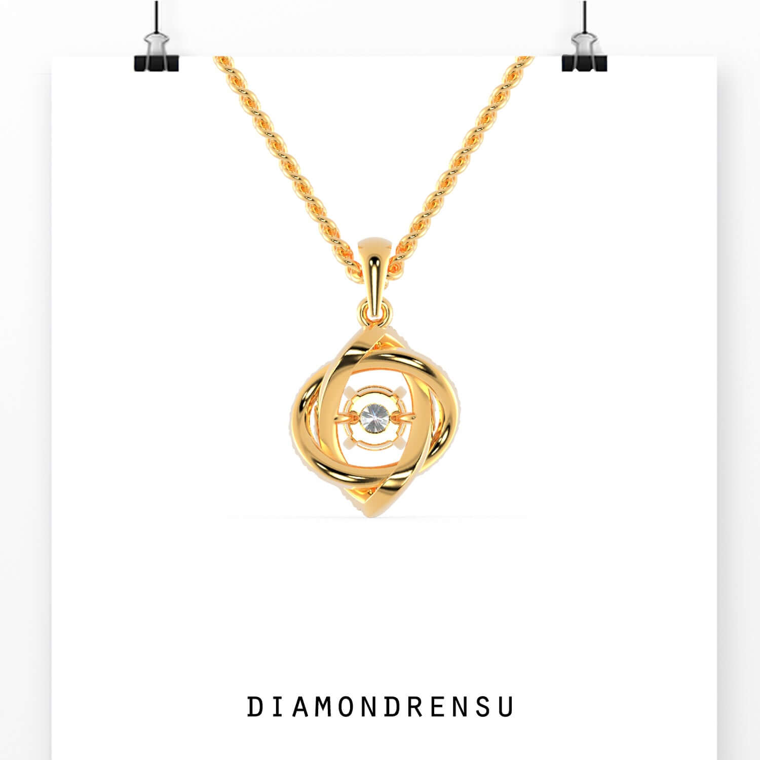 yellow gold moissanite pendant - diamondrensu