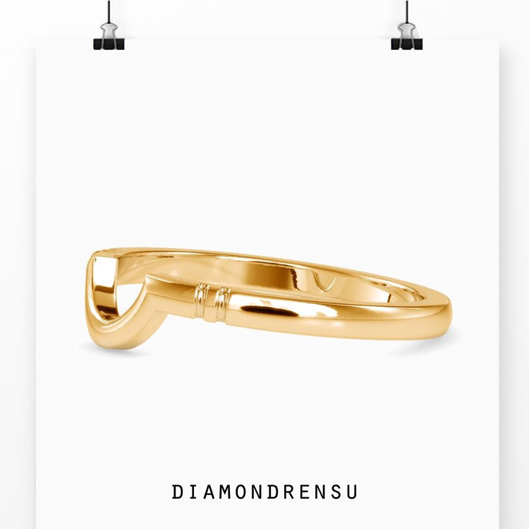 Comfort fit gold wedding band available in white gold.
