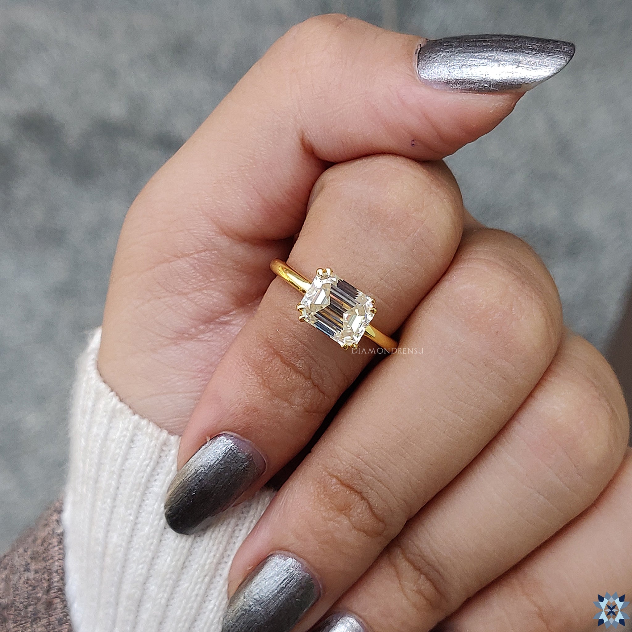 Buy Engagement Ring with Emerald Cut Moissanite