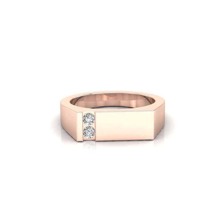 Diamondrensu UK wedding band in rose gold with lab diamond.
