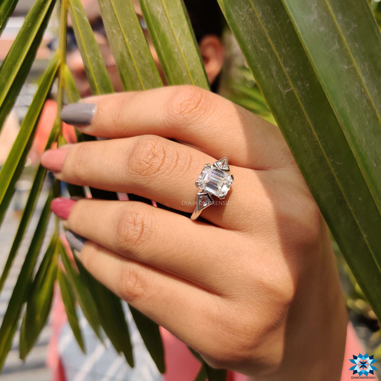 3 stone engagement ring with a custom ring design.
