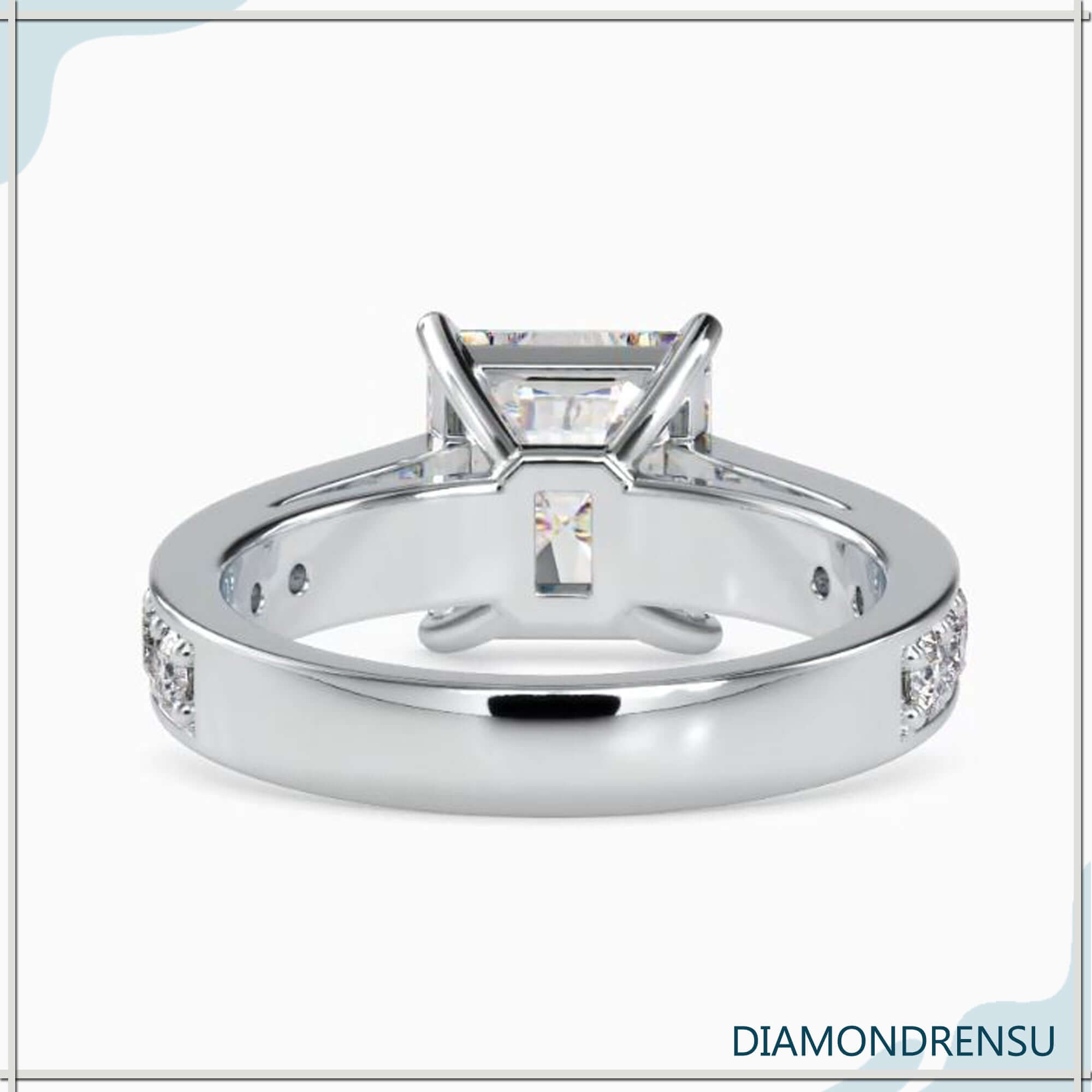 2ct radiant cut diamond ring featuring a cathedral ring setting
