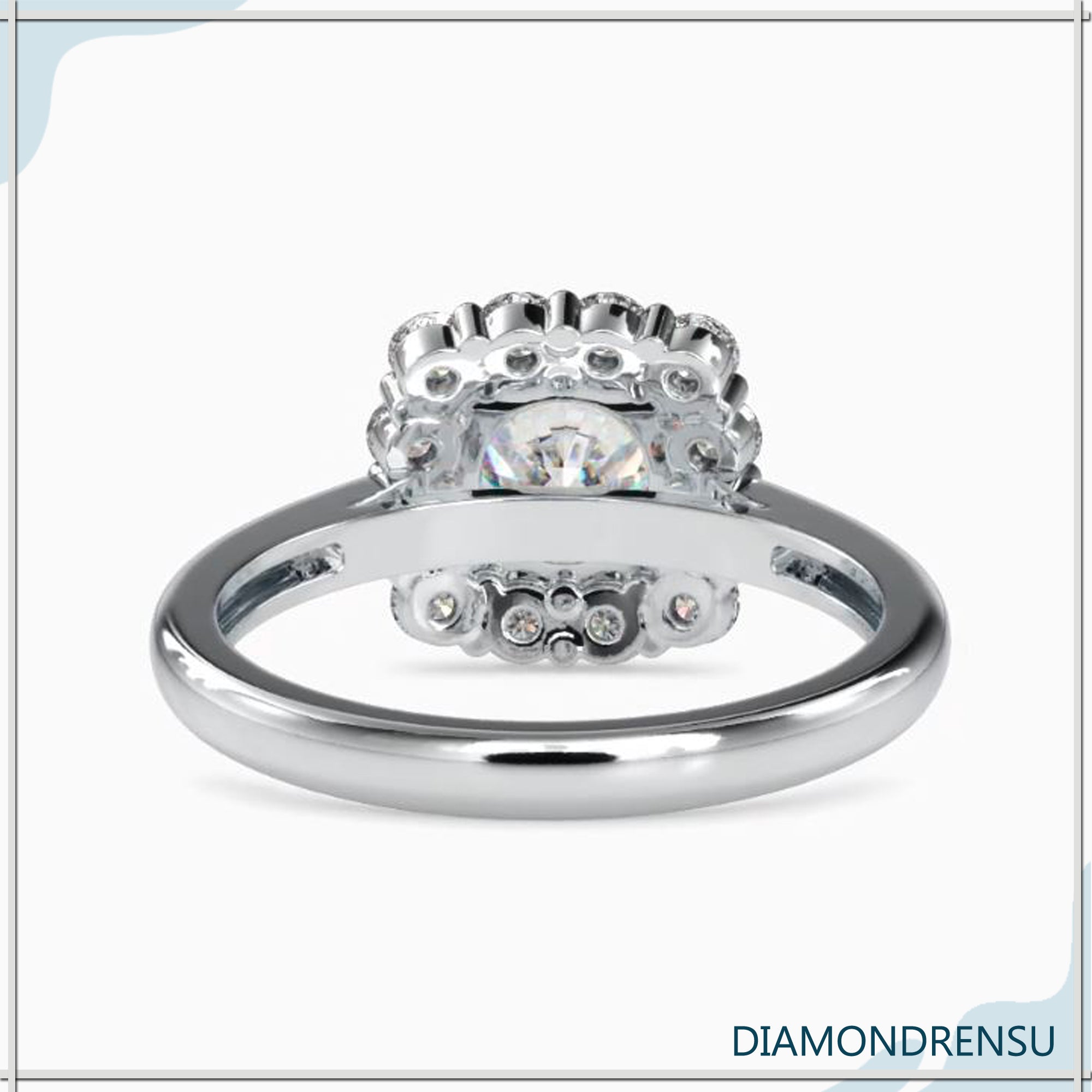 Round halo engagement ring perfect for a timeless proposal.
