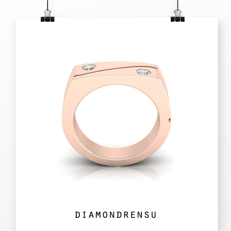 Buy mens wedding ring featuring minimalist wave diamond ring in sterling gold.
