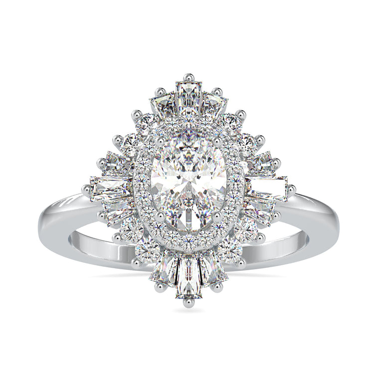 Vintage diamond cluster ring with oval cut centre stone.

