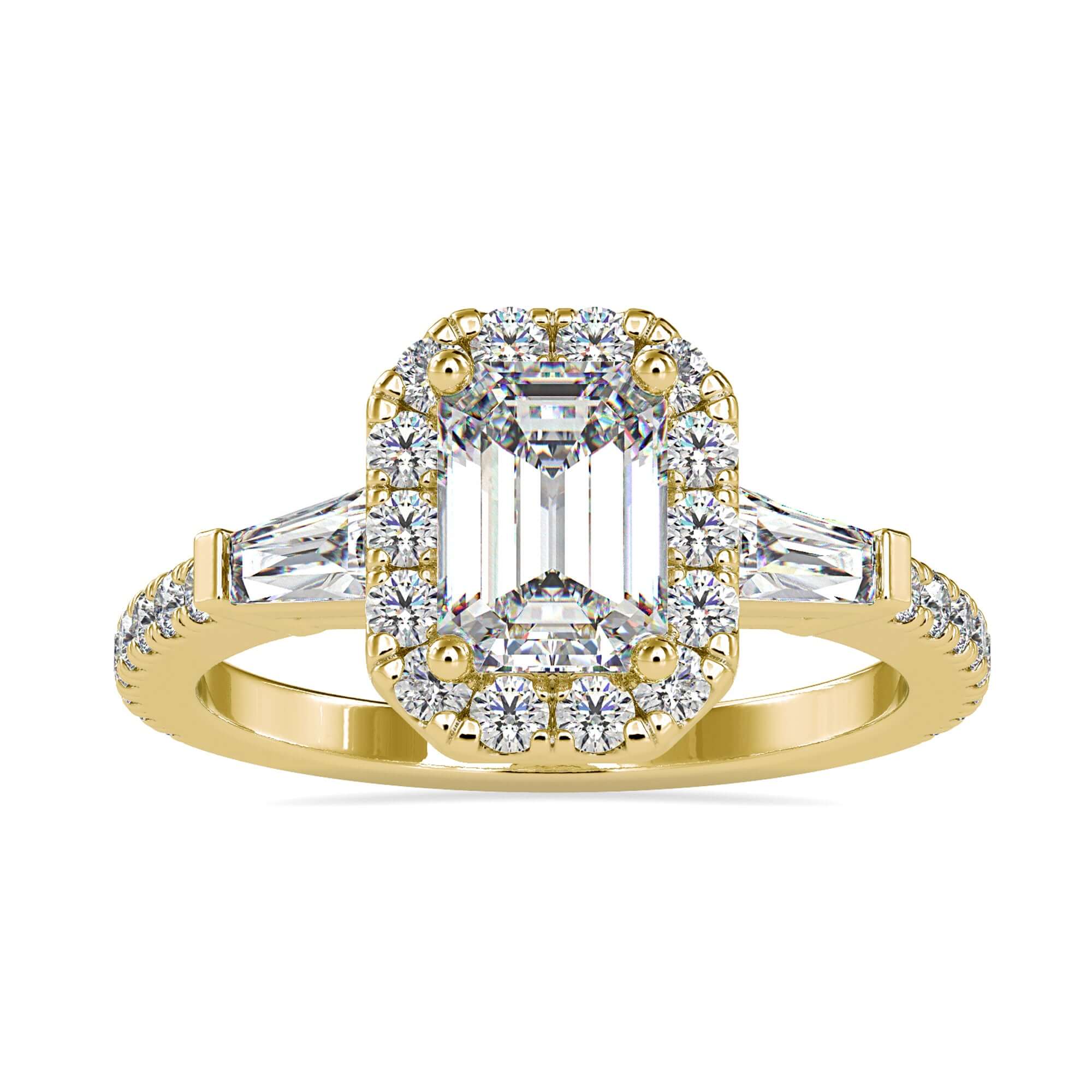 Stunning emerald cut engagement rings in yellow gold settings