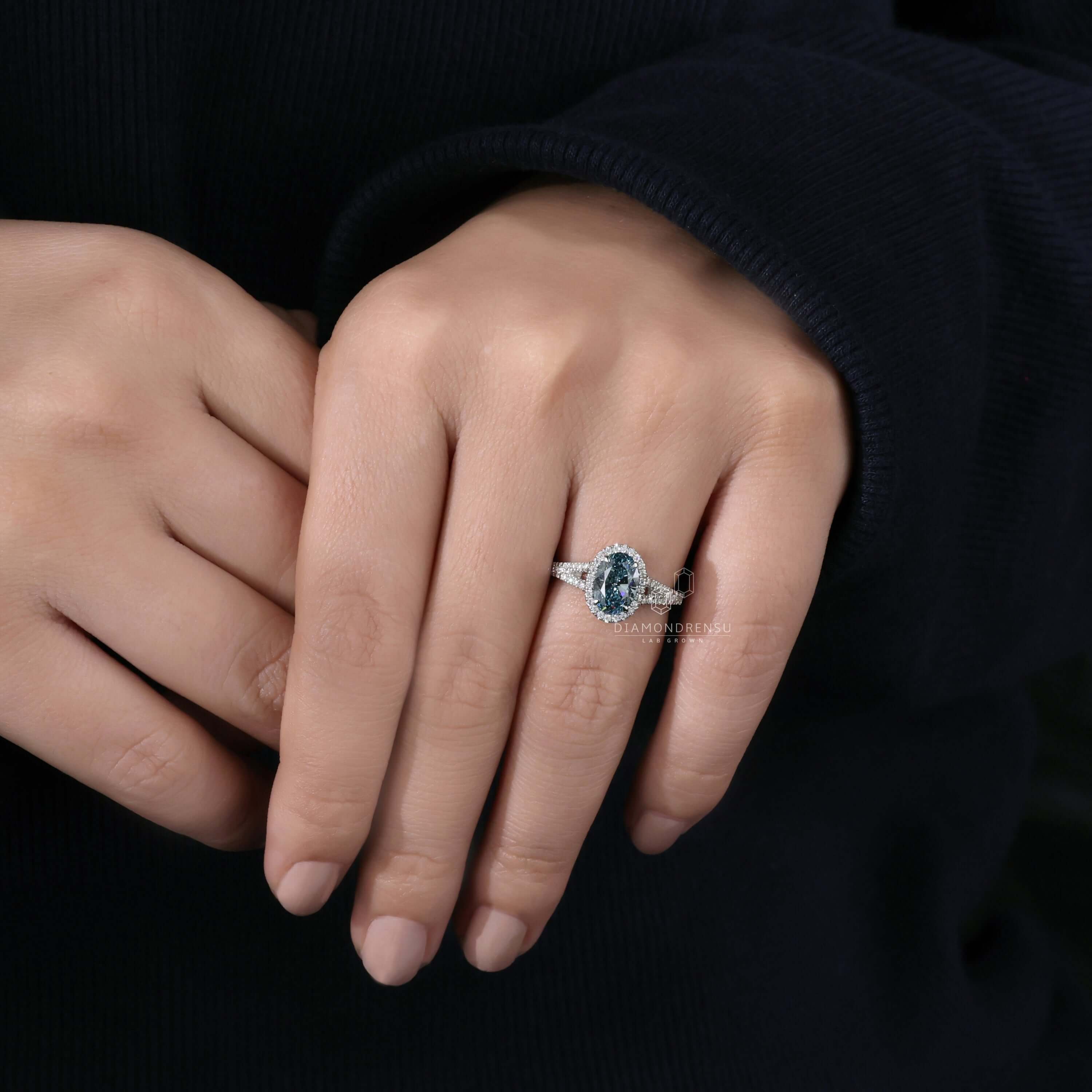 Stunning blue diamond ring engagement design featuring a modern twist.