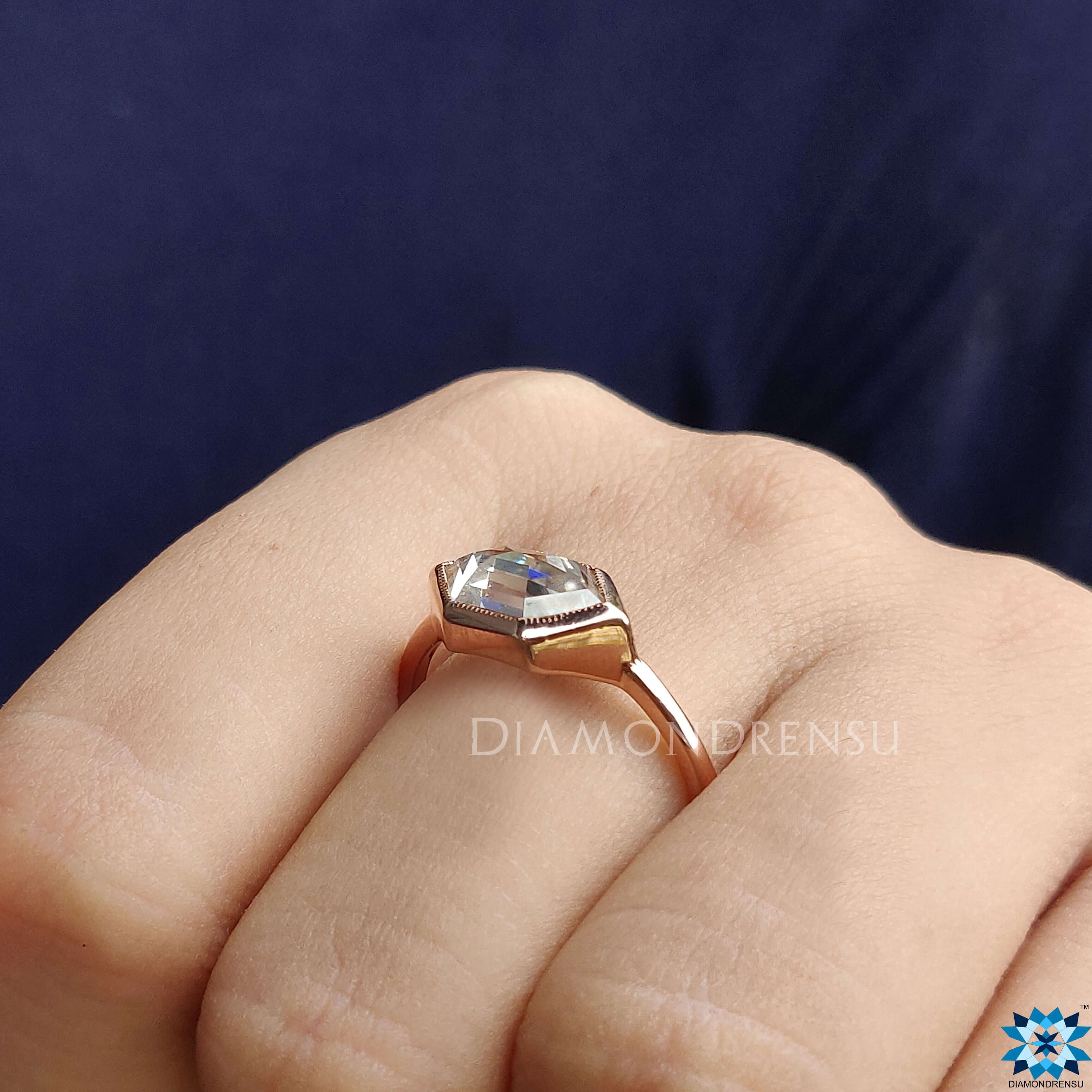 Rose gold ring moissanite engagement ring handmade ring
