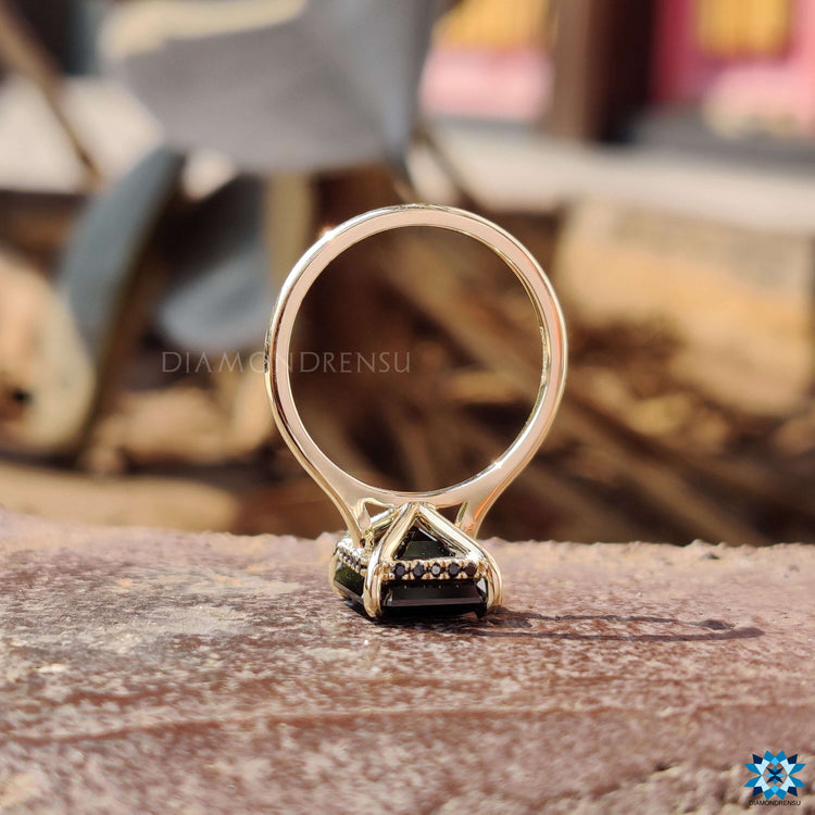 Custom black moissanite engagement ring.
