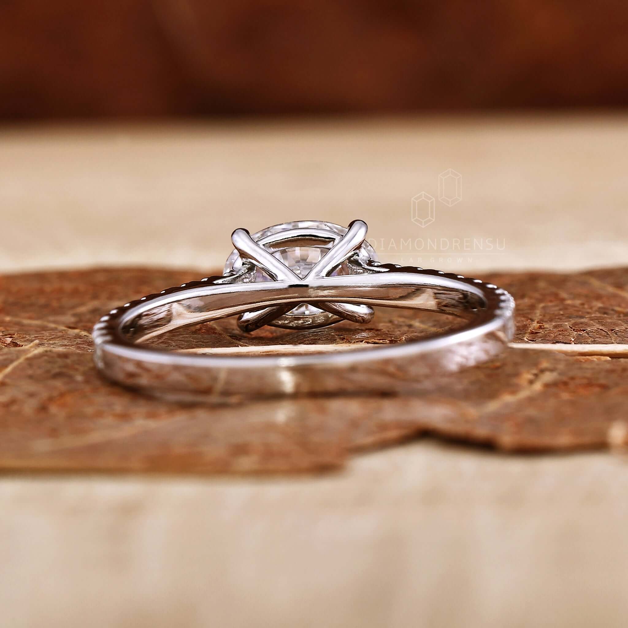 Oval diamond engagement ring showcasing a white gold band
