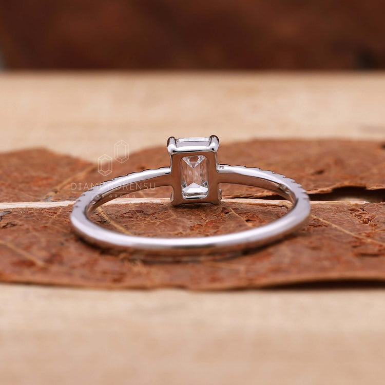 Engagement ring emerald cut design for women in the UK.