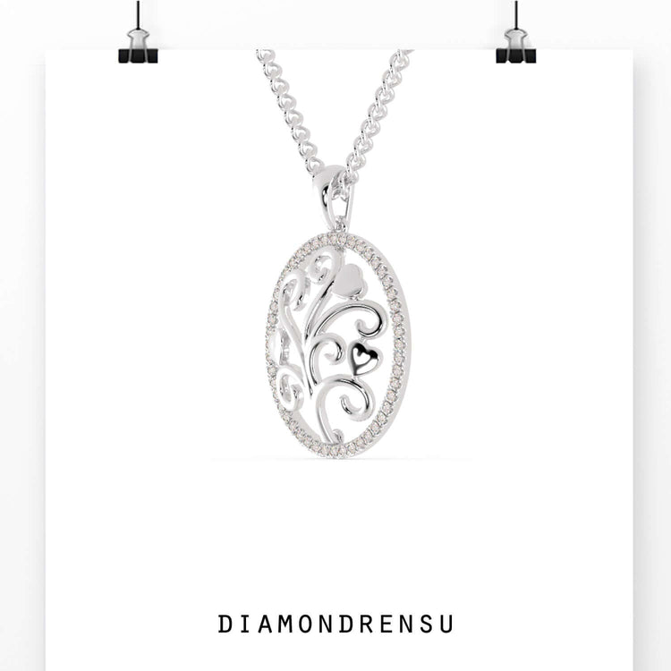 Lab Grown Diamond pendant in heart tree shape.

