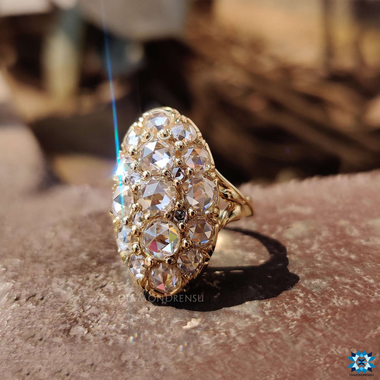 Custom engagement ring featuring moissanite.
