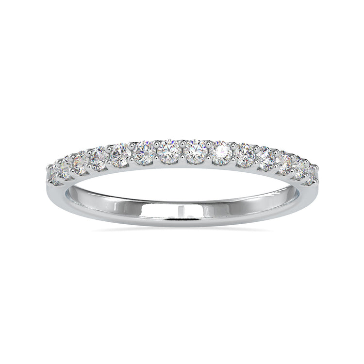 Diamondrensu UK wedding band with prong set diamonds.
