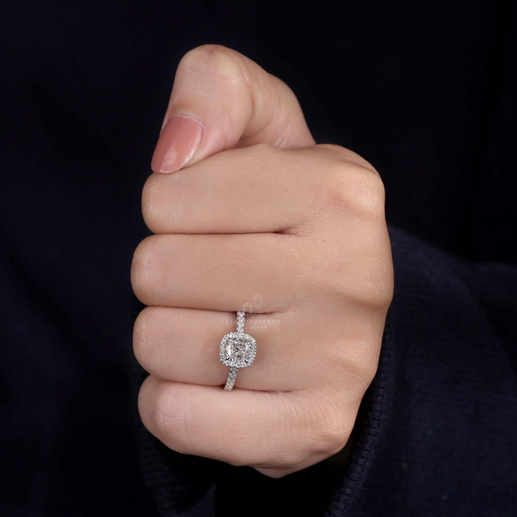 Pave diamond ring in white gold perfect for a unique engagement ring
