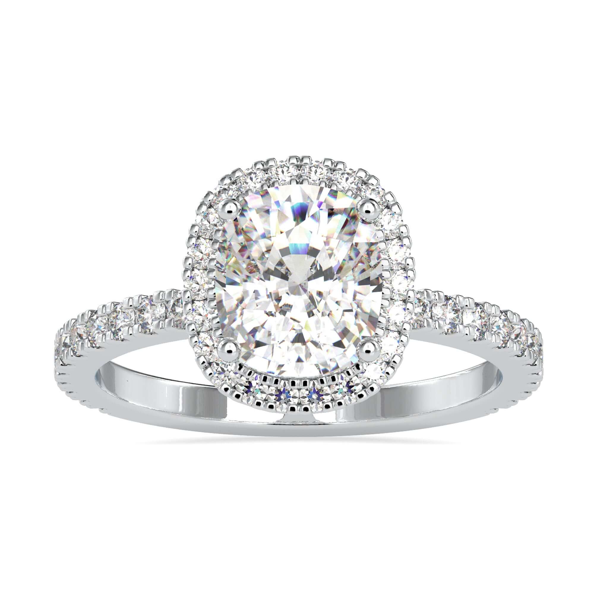 Hidden halo engagement ring designed for a modern and elegant look.
