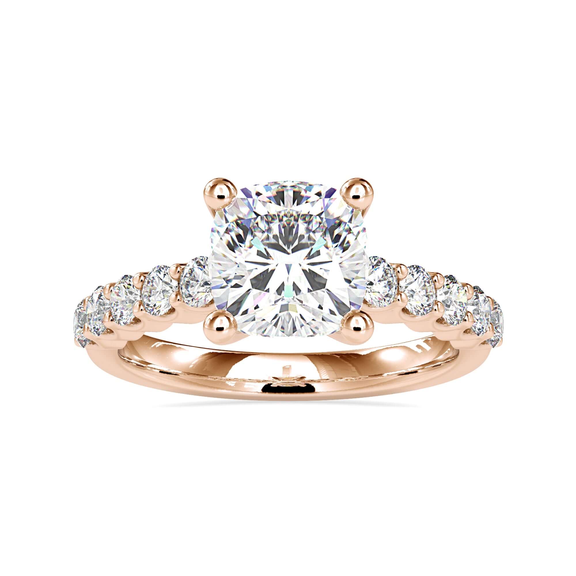 Halo diamond engagement ring with pave band, IGI certified lab-grown diamond
