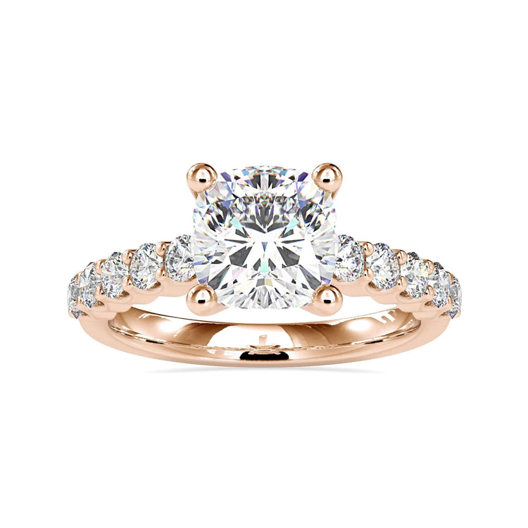 Designer ring with cushion cut lab grown diamond.
