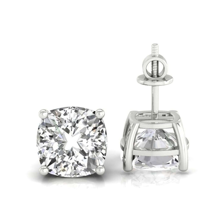 Rose gold cushion cut earrings with handmade detail.
