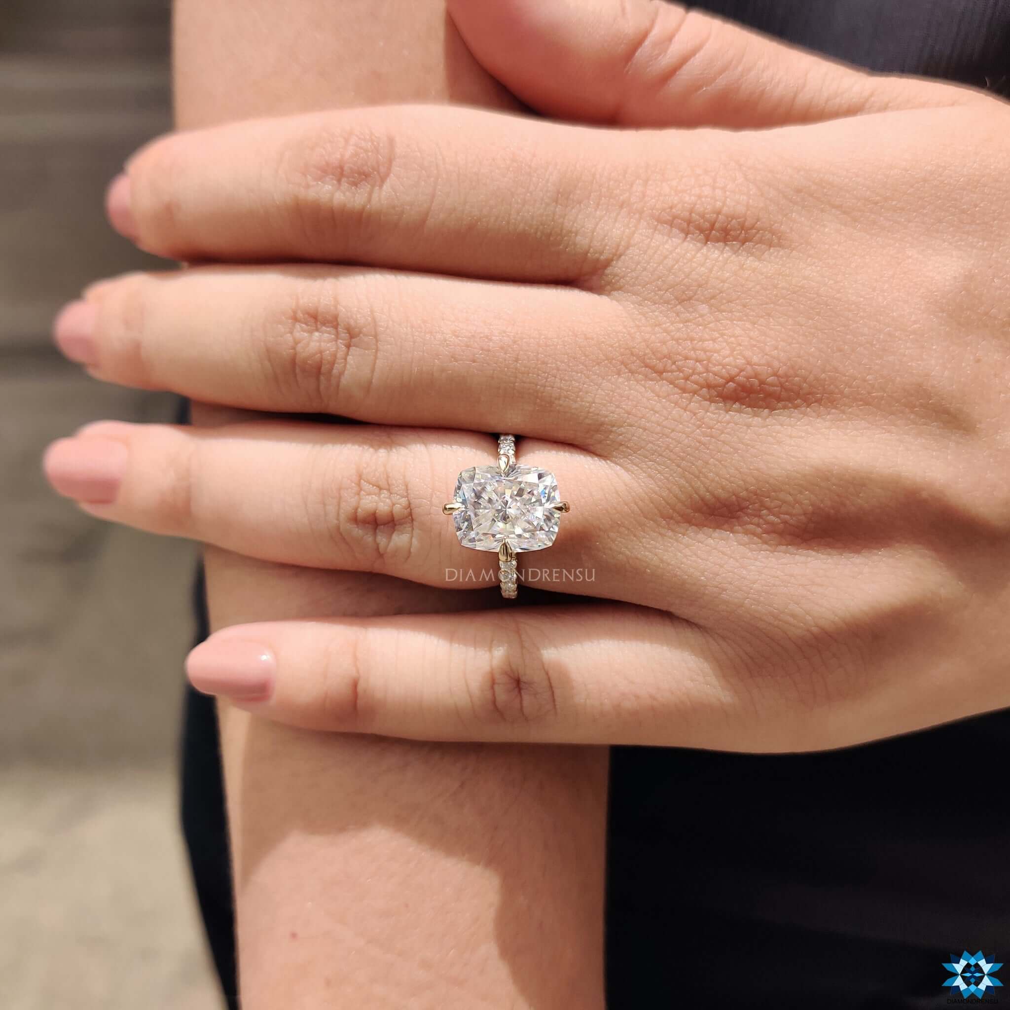 cushion moissanite engagement ring