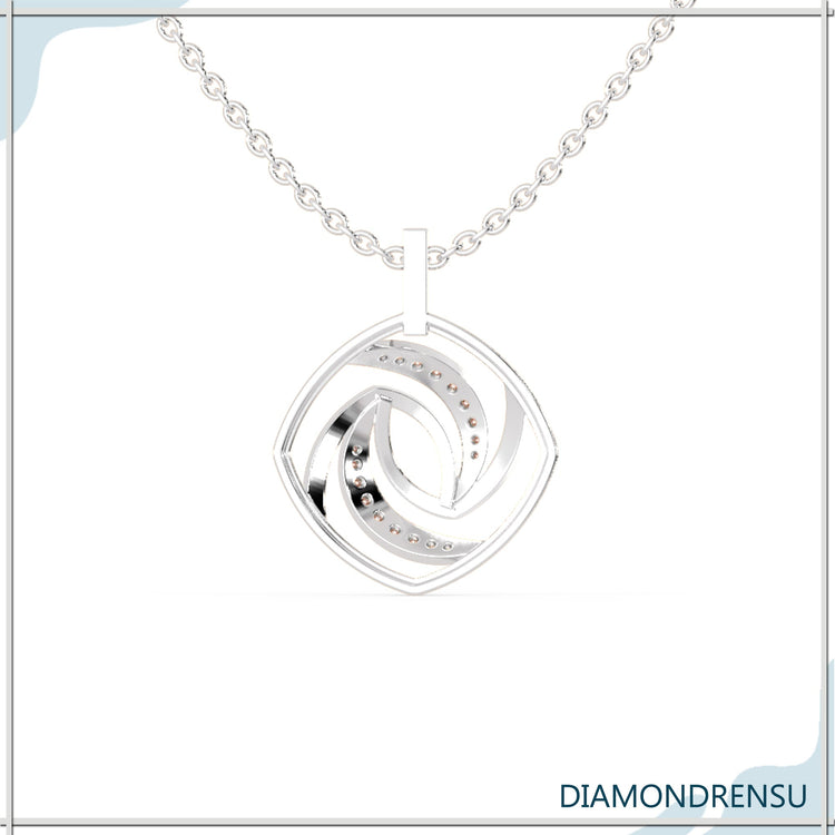 Lab Grown Diamond spiral pendant with elegant round cut centre.
