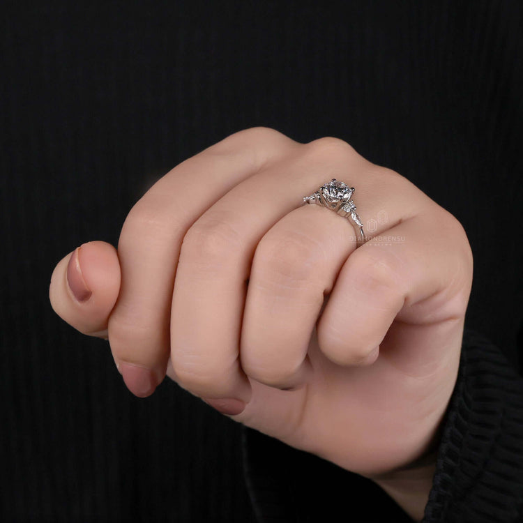 Diamondrensu UK engagement ring with a unique tapered shank ring design, perfect for engagement celebrations.
