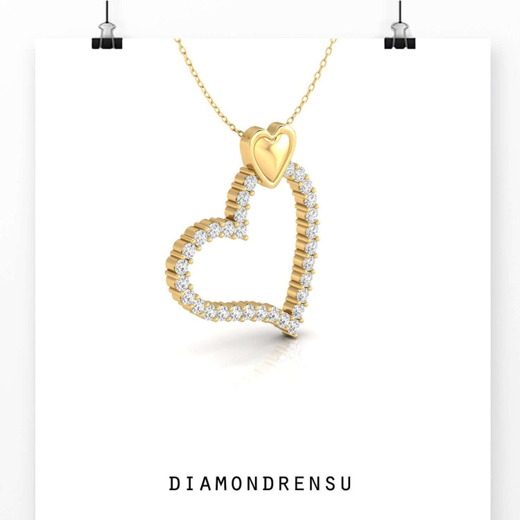 Lab Grown Diamond pendant in elegant double heart design.
