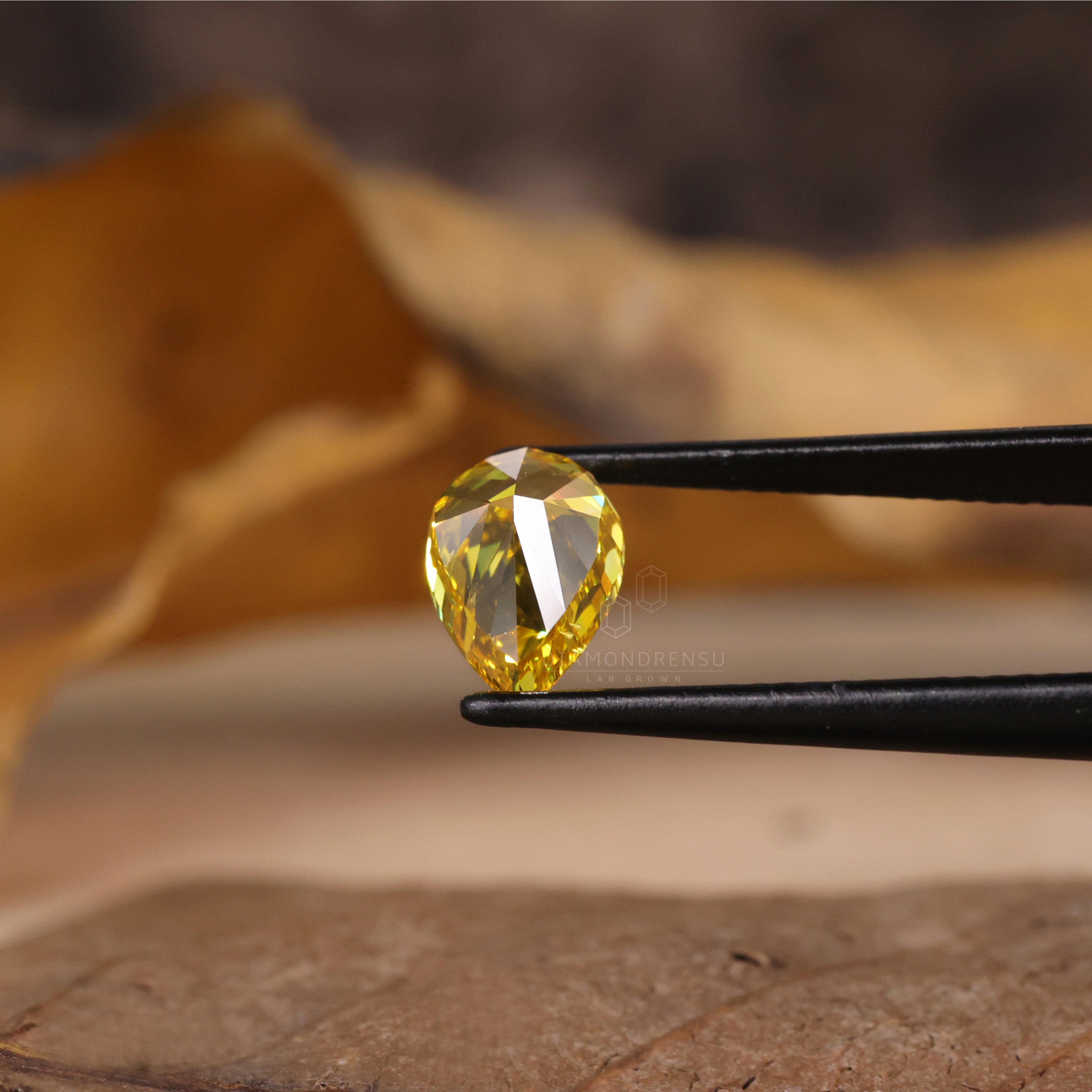 Pear Cut Yellow Lab Grown Diamond, 1.55 CT Pear Cut Loose Diamond for Engagement Ring or Wedding Ring