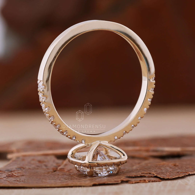Beautiful Halo Engagement Ring with intricate detailing.