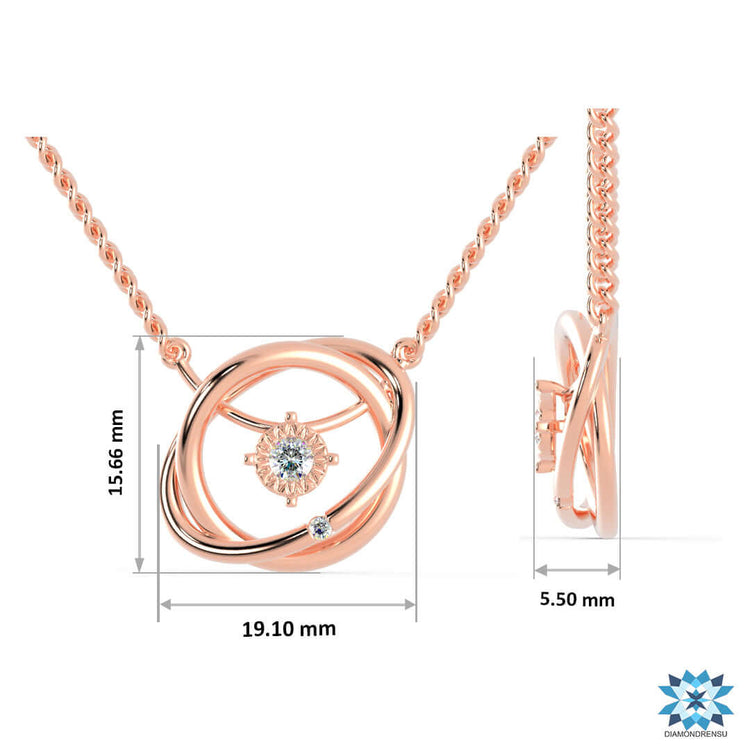 Diamondrensu interlocking pendant in white gold with dual round stones.
