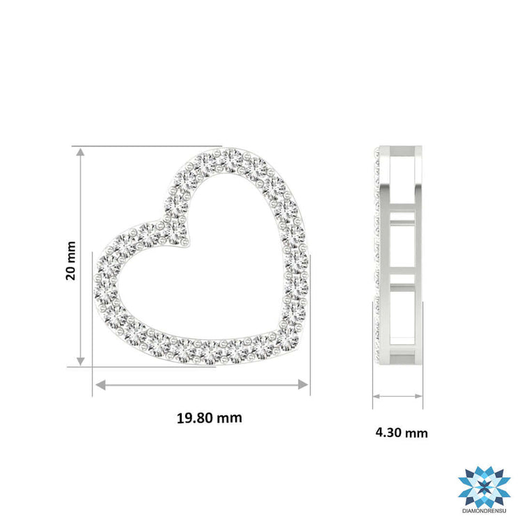 Prong set pendant featuring a heart shape and sparkling diamond.
