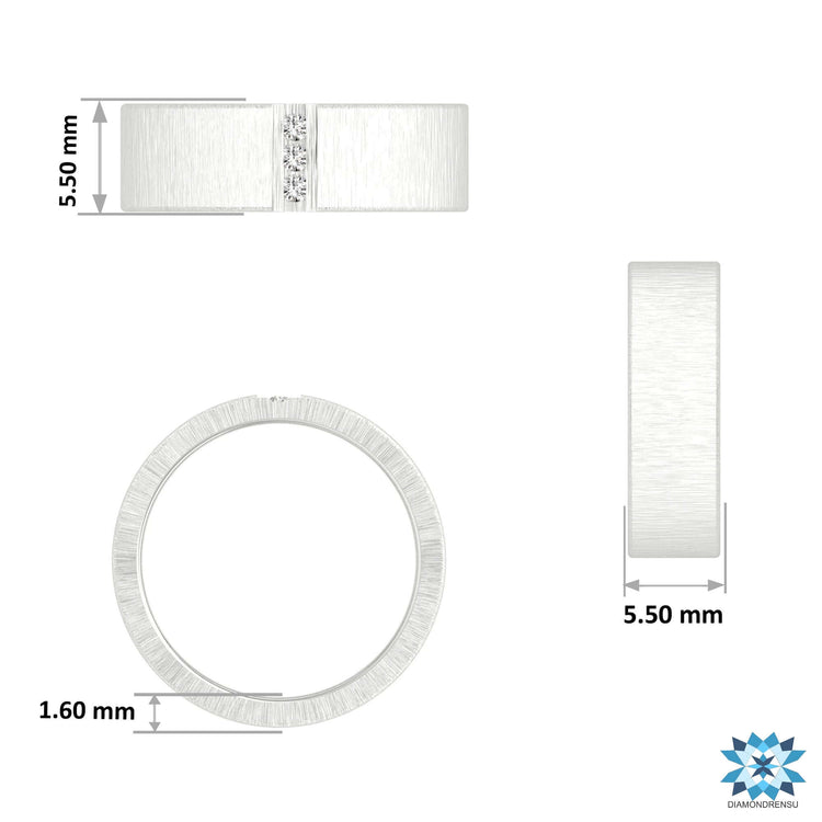 Rose gold mens wedding ring with lab grown diamond men band.
