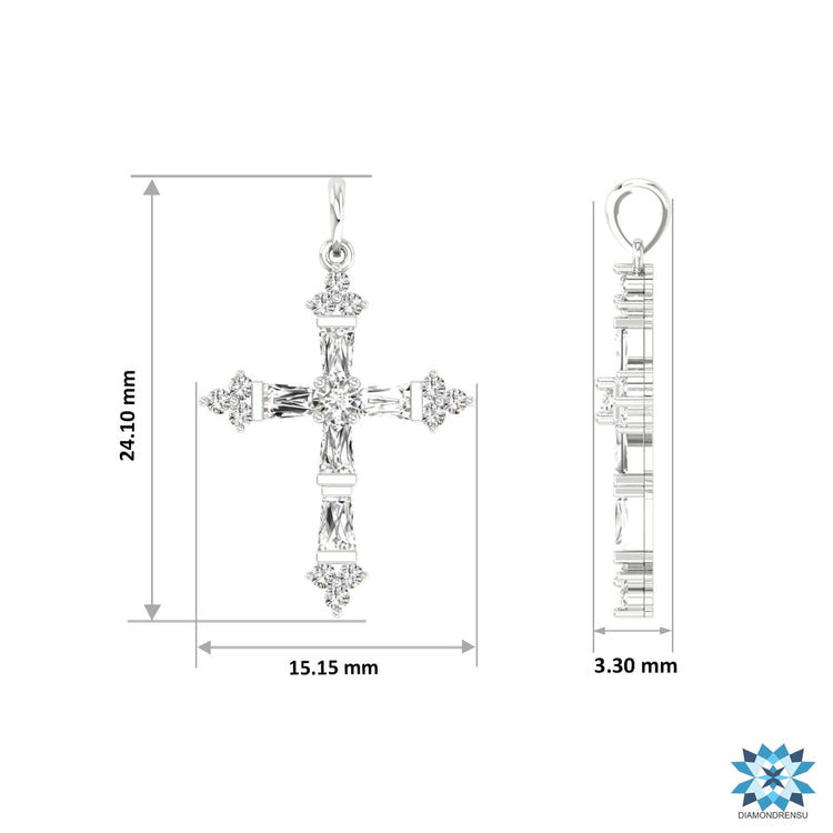 Criss cross pendant handcrafted in rose gold with bar setting.
