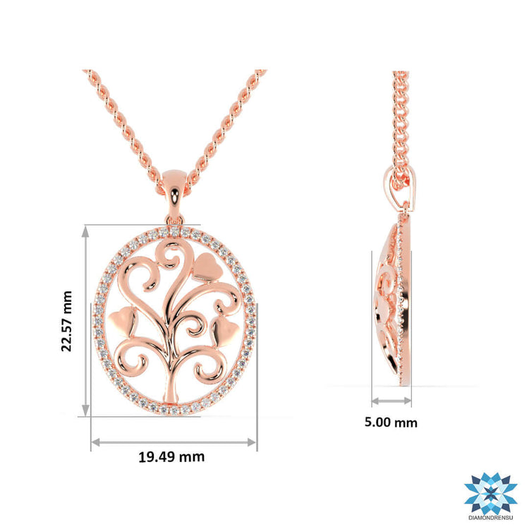 Heart tree pendant with lab grown diamond accents.
