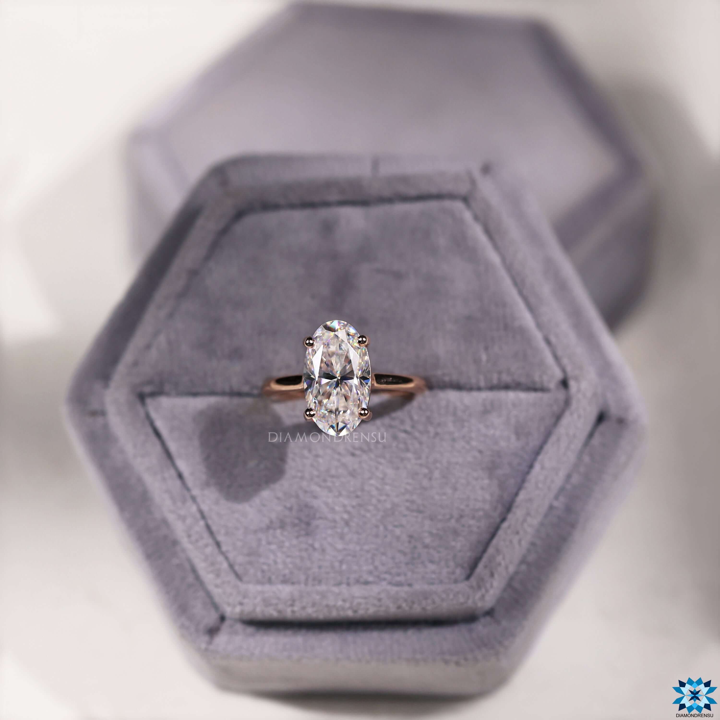 Prong setting ring featuring a solitaire moissanite ring for added brilliance.