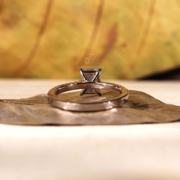 IGI certified lab grown diamond set in a pave band ring
