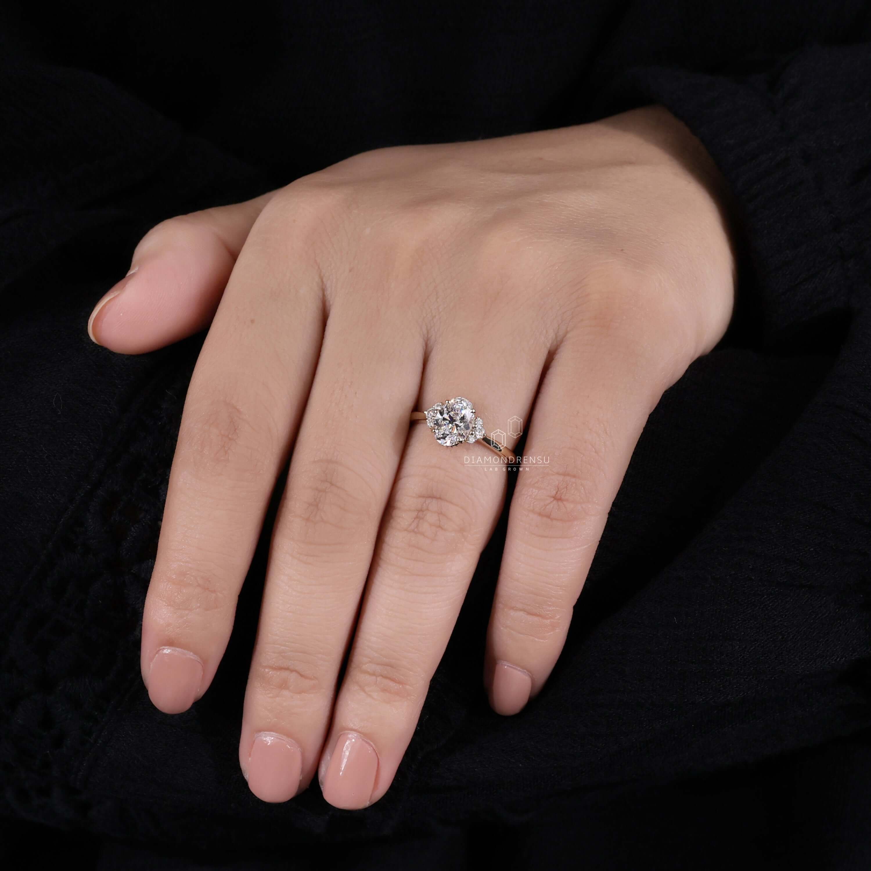 lab created diamond engagement ring