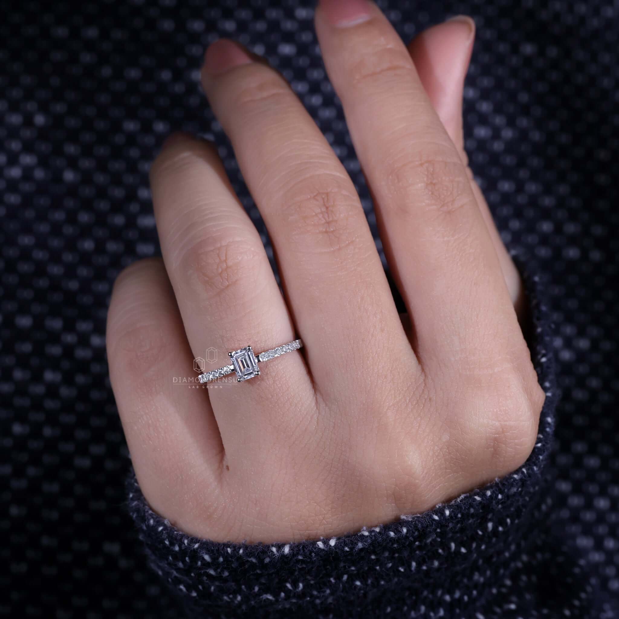 lab created diamond engagement ring