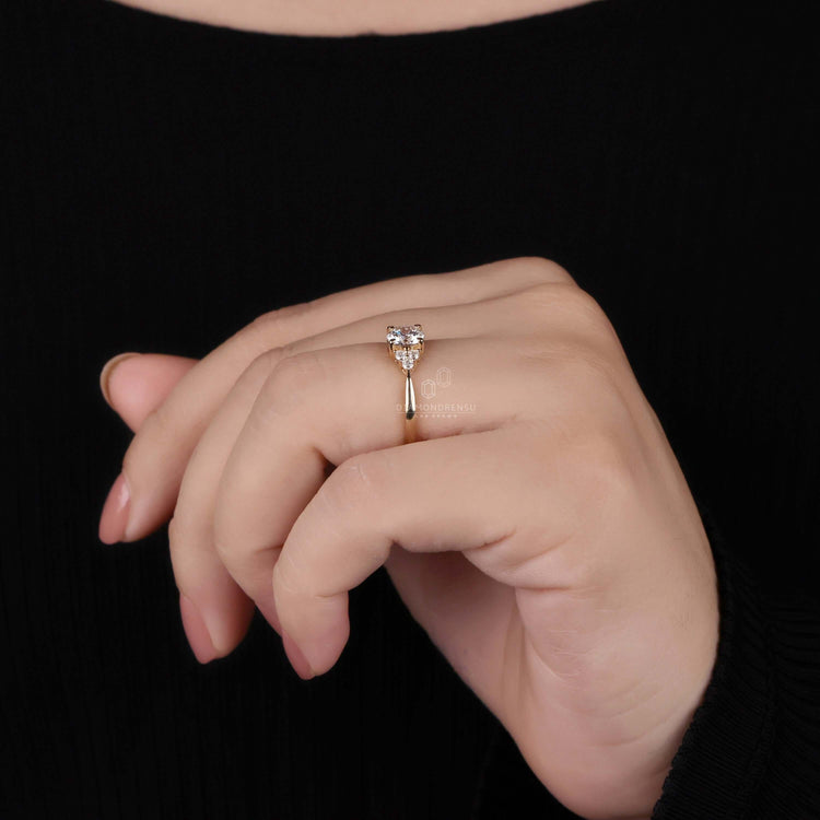 Tapered shank ring paired with a Lab Grown Diamond for an elegant round brilliant cut diamond ring design.