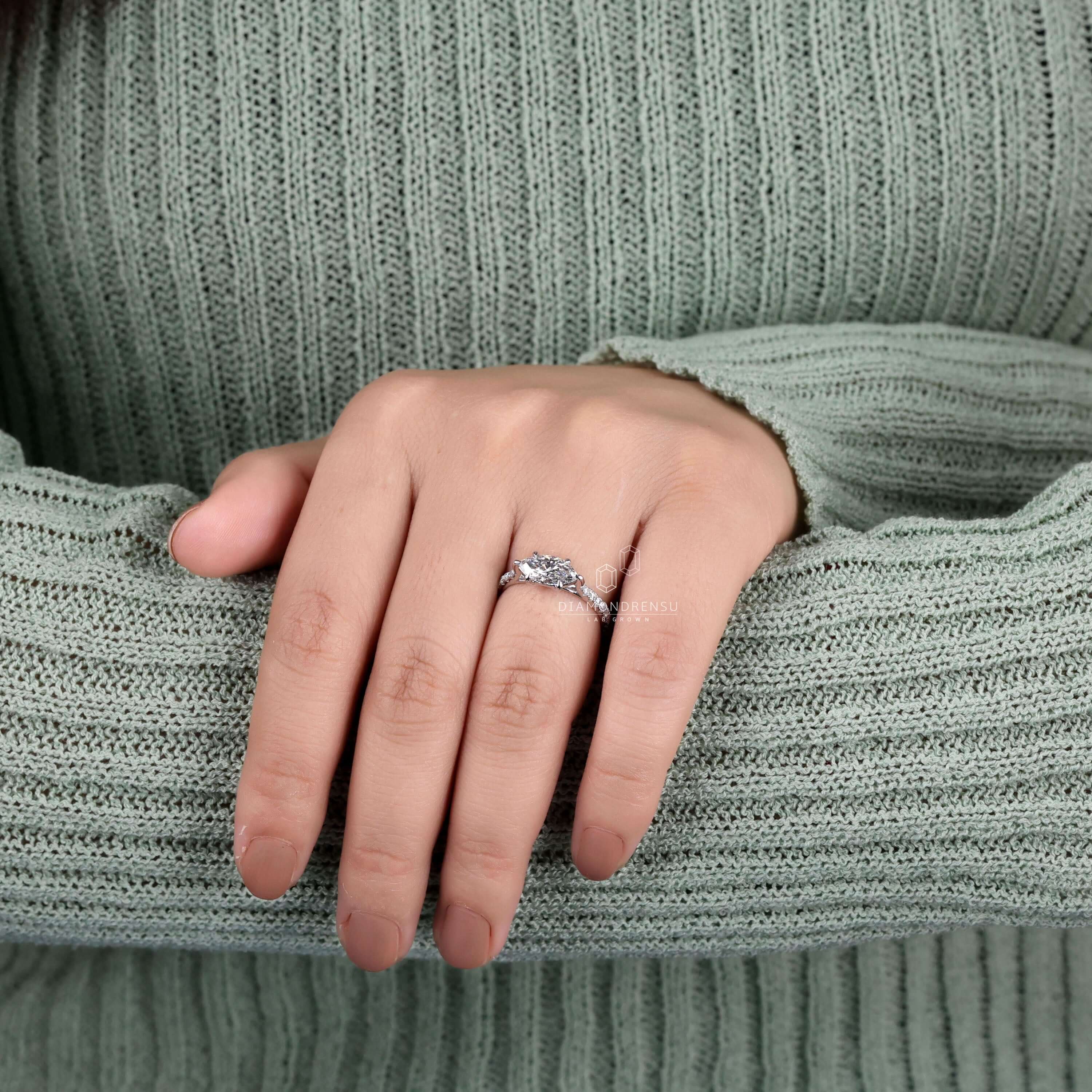 White gold engagement ring in a cathedral setting for timeless sophistication