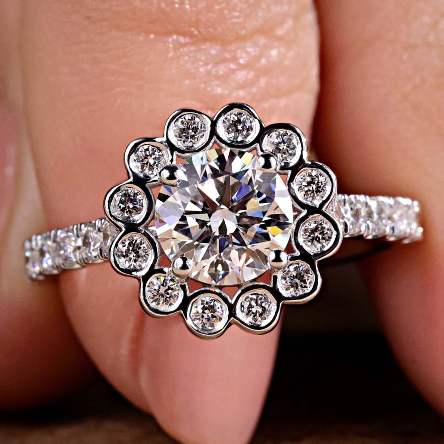 Elegant halo diamond engagement ring with timeless sparkle
