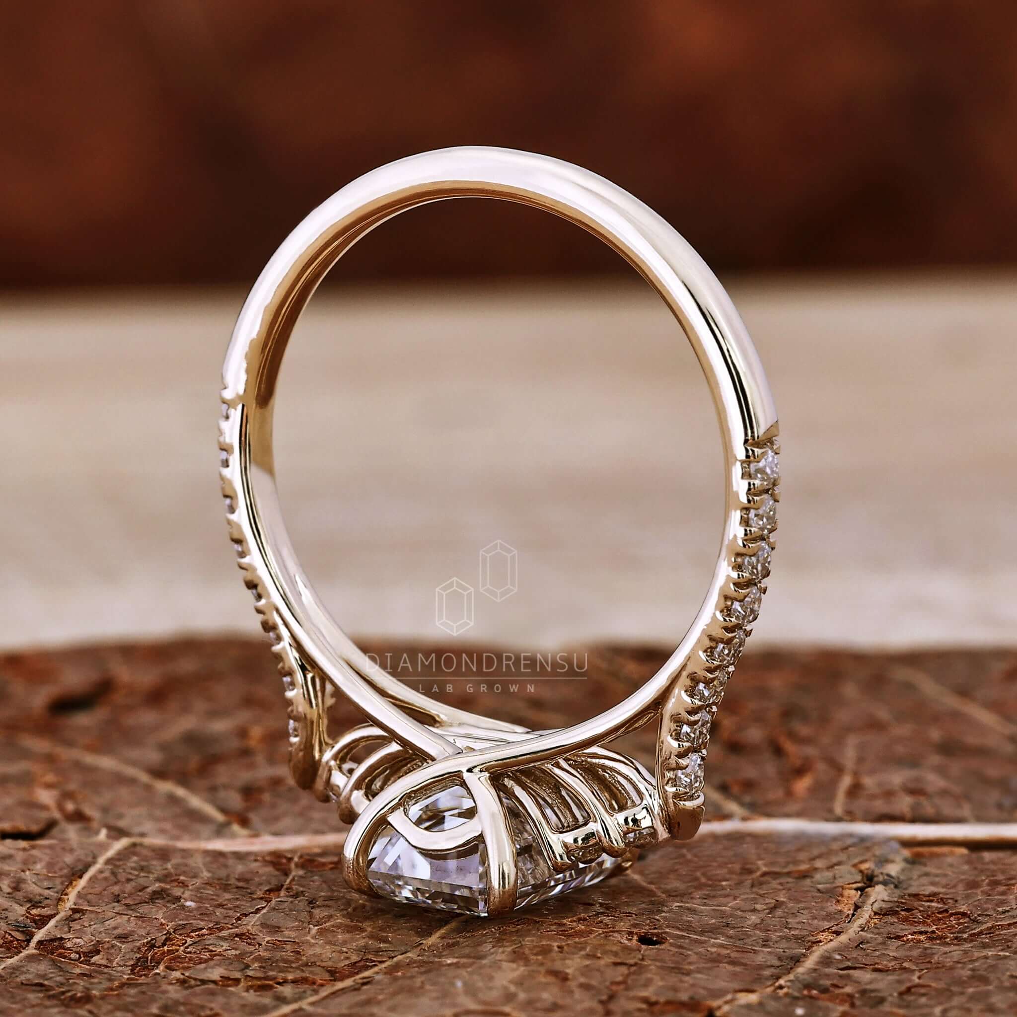 yellow gold lab created diamond ring