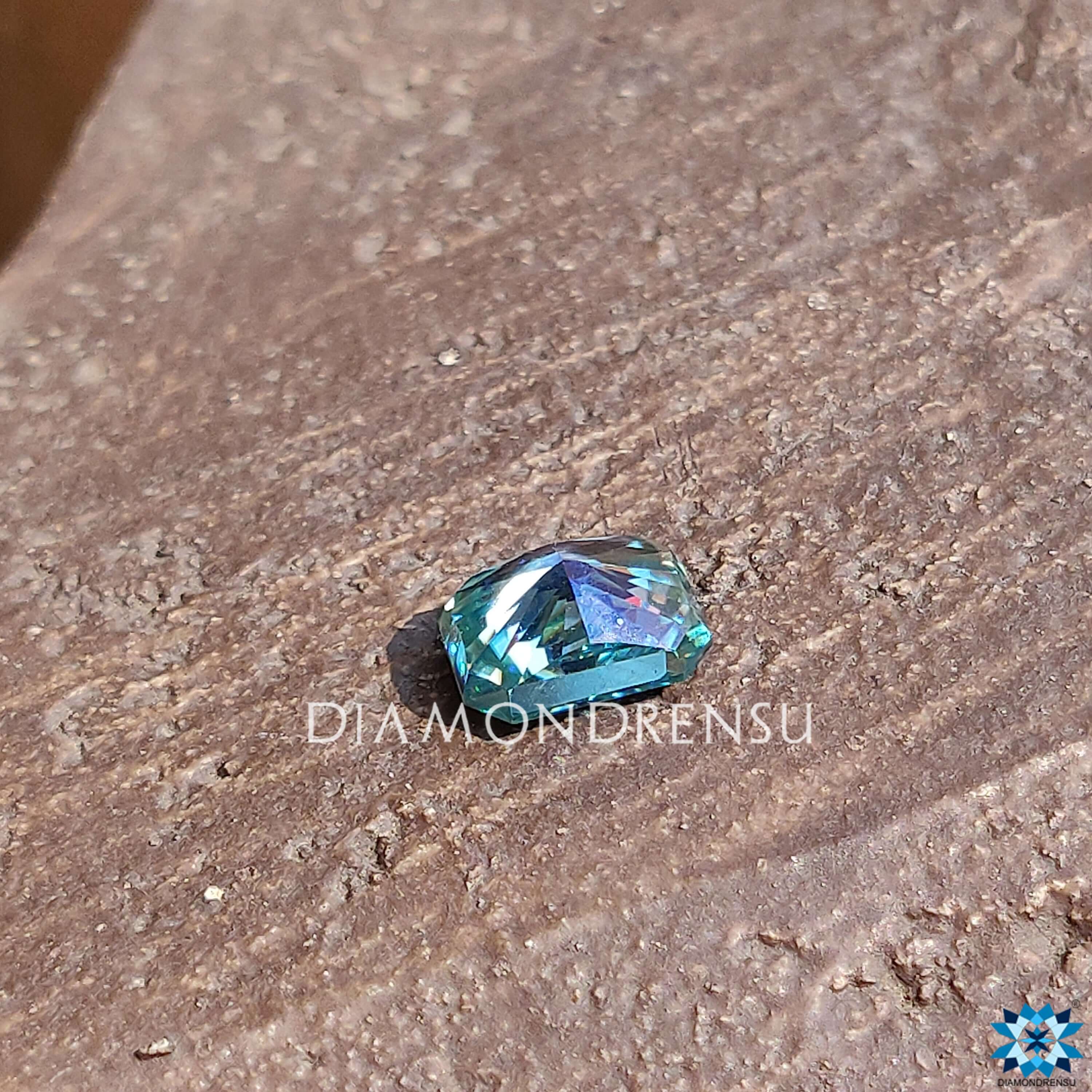 1.85 CT Cyan Blue Radiant Cut Amazing Loose Moissanite